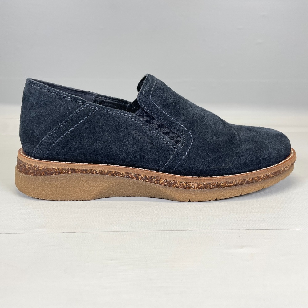 Earth Pria Shoes Womens Size 6 M Navy Blue Suede Comfort Slip On Loafers Cork